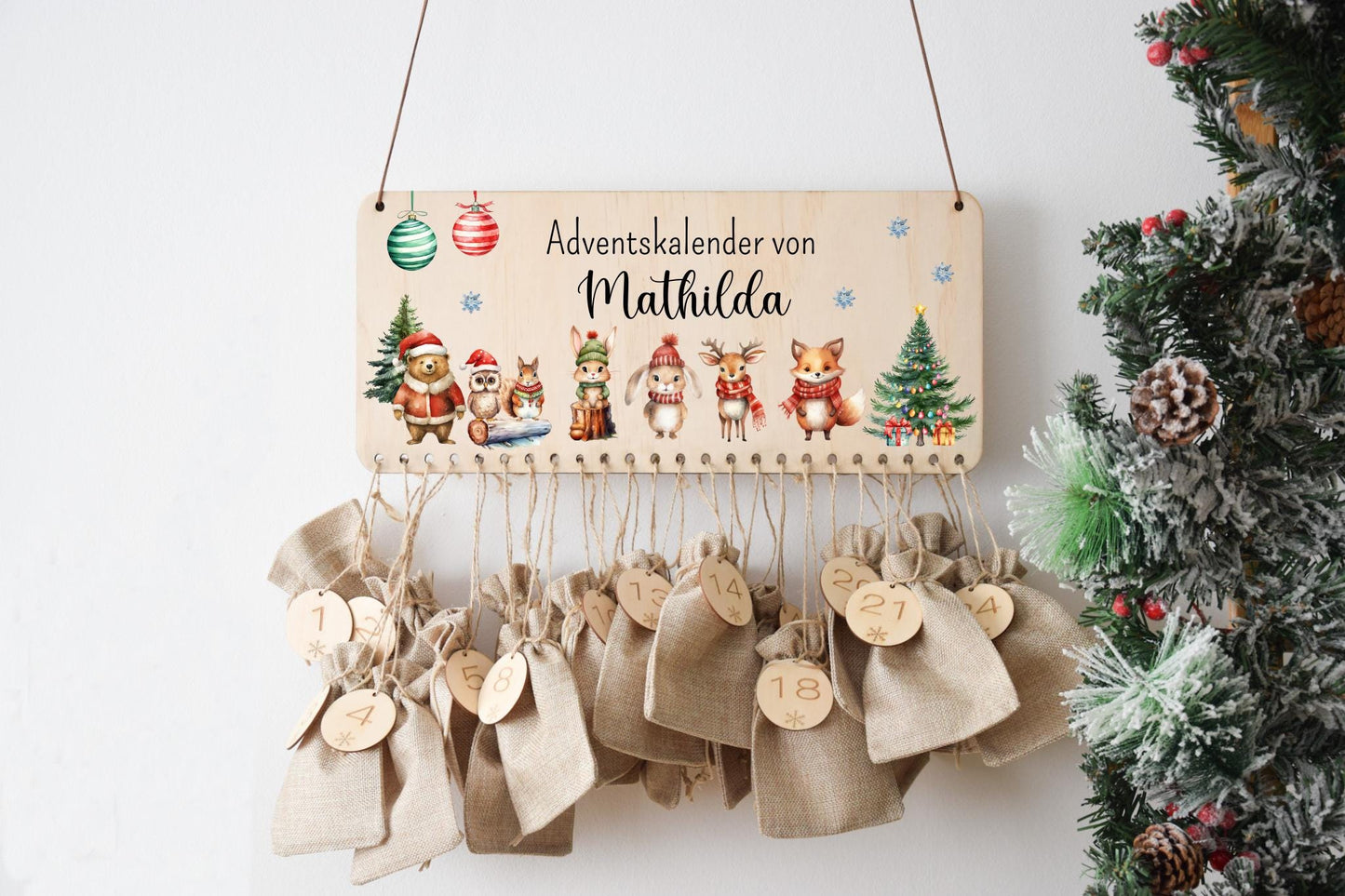 Calendrier de l'Avent pour enfants avec des animaux de la forêt