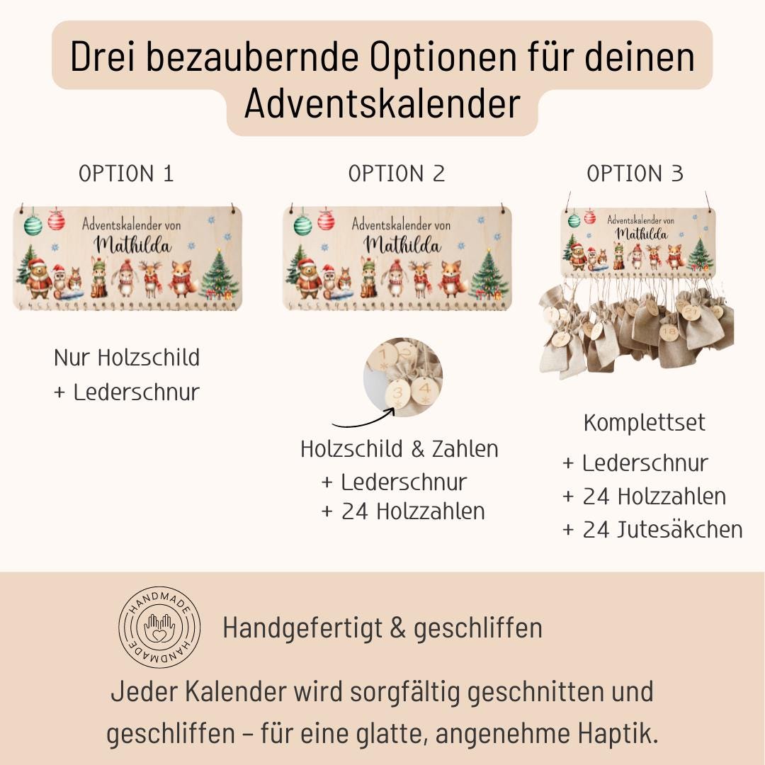Calendrier de l'Avent pour enfants avec des animaux de la forêt