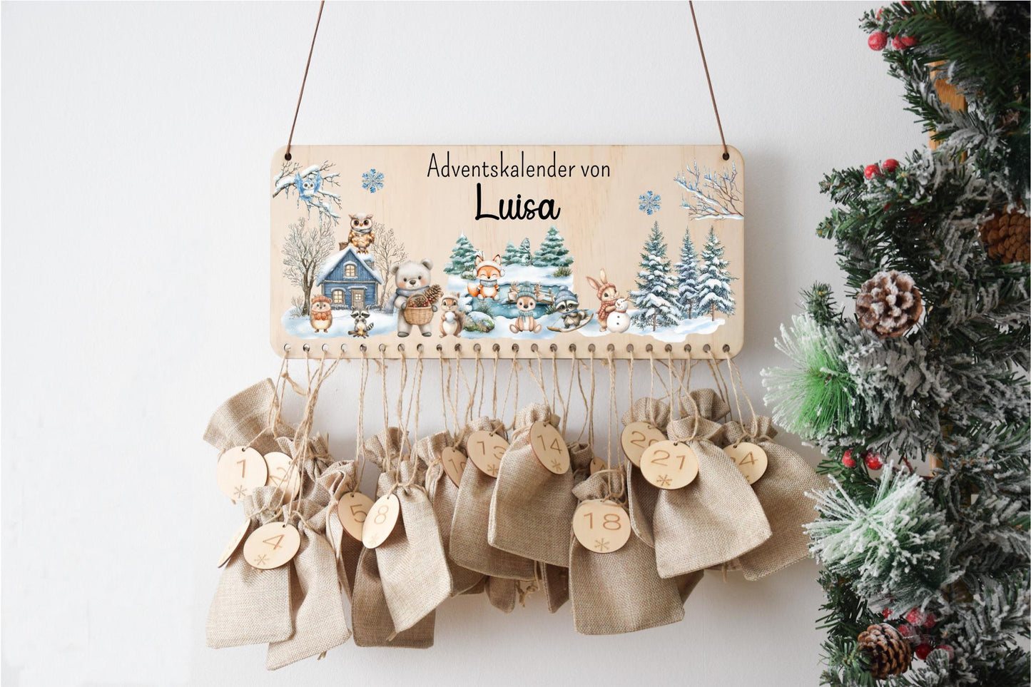 Calendrier de l'Avent motif Woodland