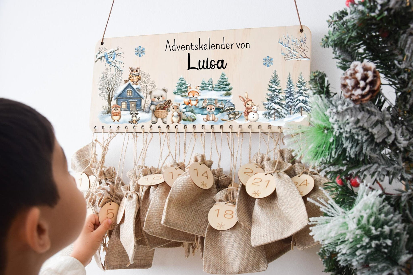 Calendrier de l'Avent motif Woodland