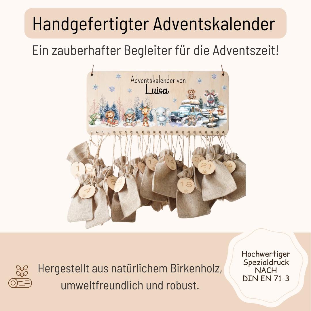 Calendrier de l'Avent - motif Woodland Safari