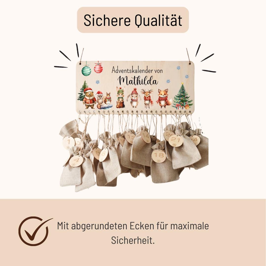 Calendrier de l'Avent pour enfants avec des animaux de la forêt