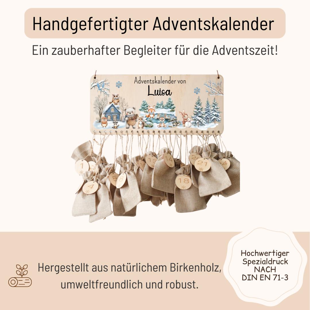Calendrier de l'Avent motif Woodland