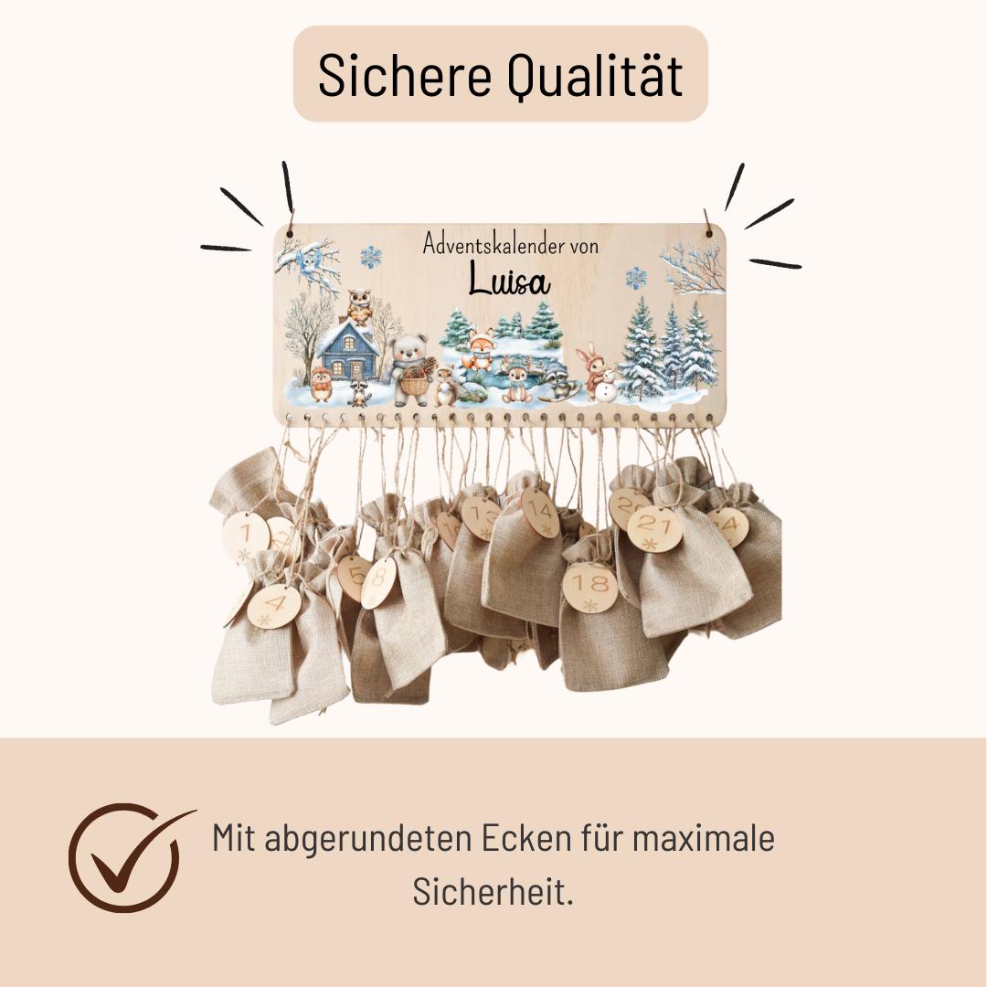 Calendrier de l'Avent motif Woodland