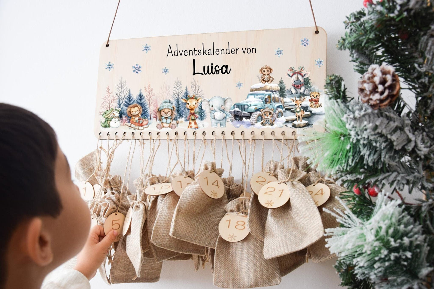 Calendrier de l'Avent - motif Woodland Safari