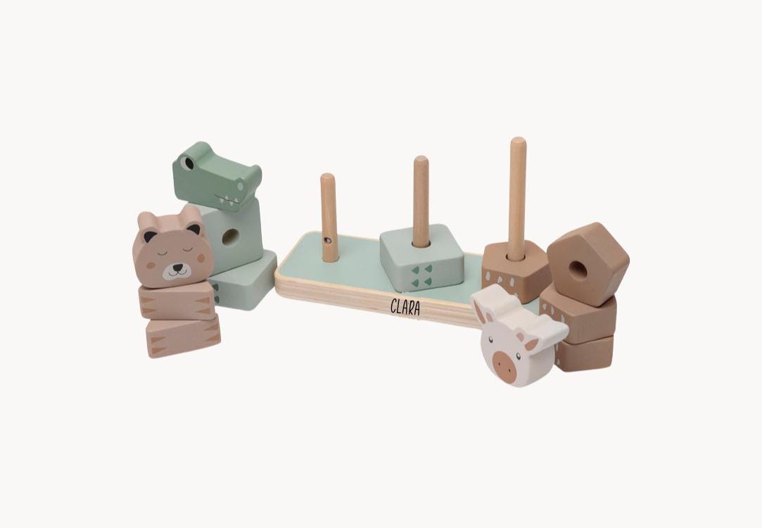 Stapelturm Kinder - Krokodil, Bär und Giraffe