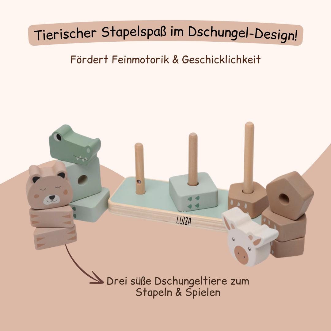Stapelturm Kinder - Krokodil, Bär und Giraffe