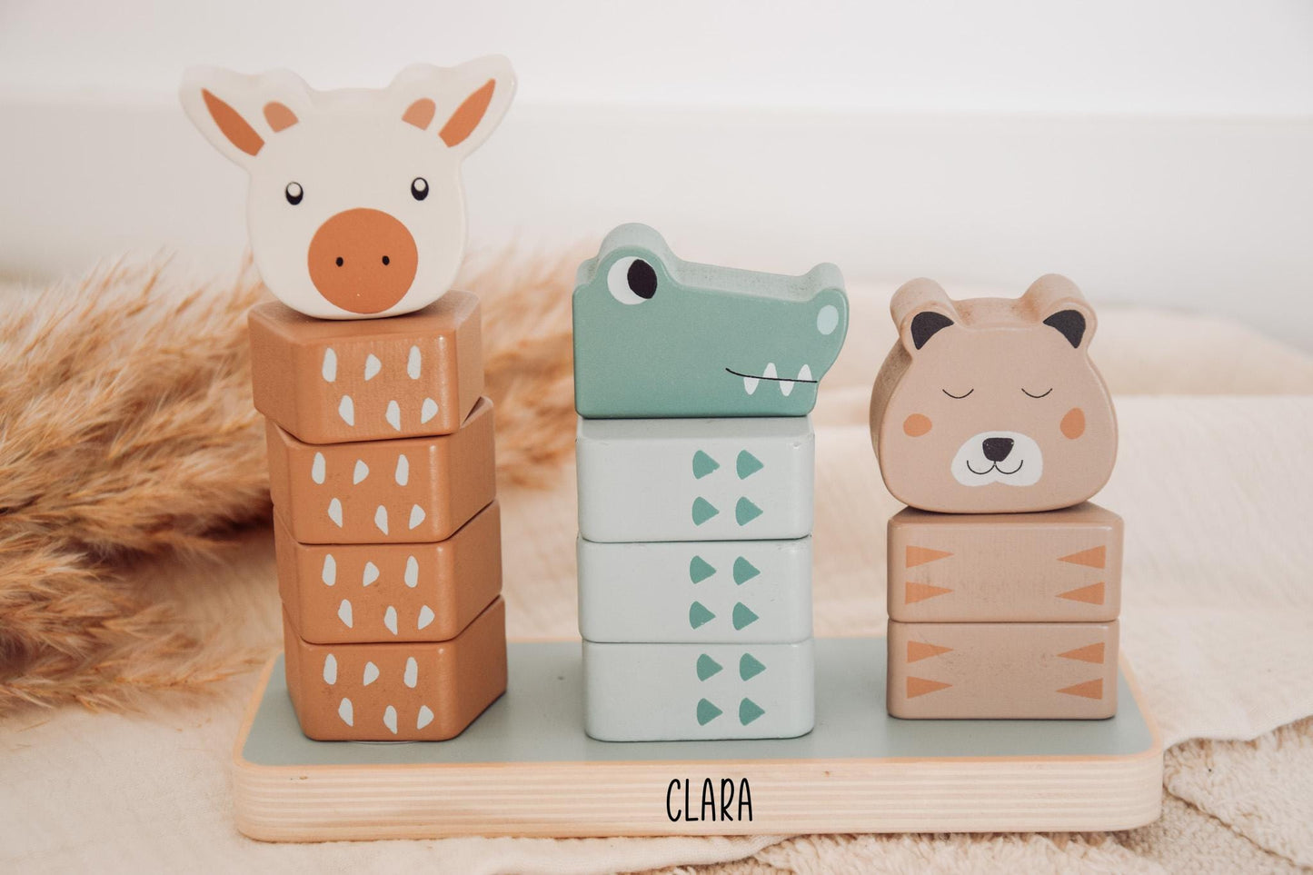 Stapelturm Kinder - Krokodil, Bär und Giraffe