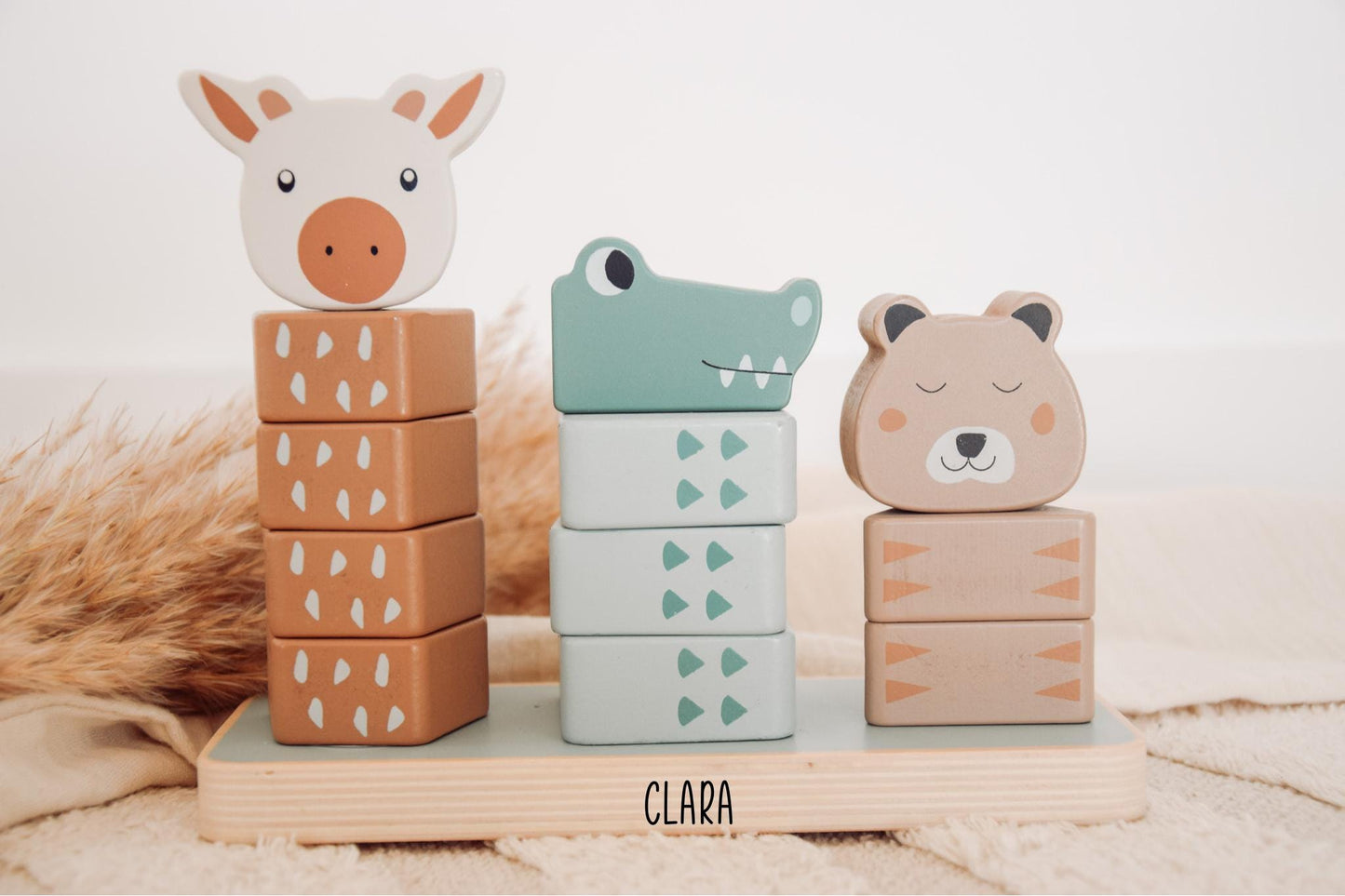 Stapelturm Kinder - Krokodil, Bär und Giraffe