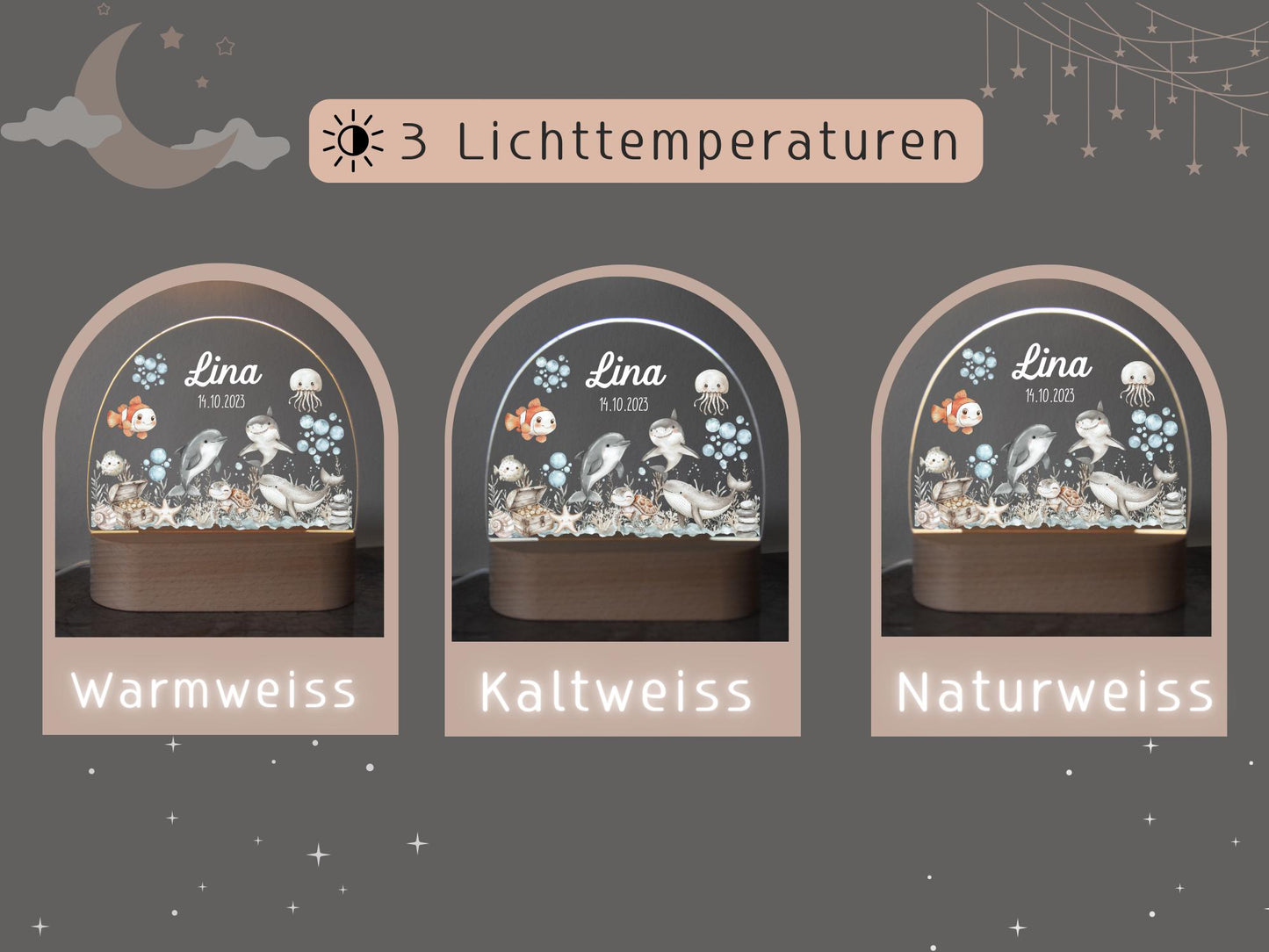 Nachtlicht Meerestieren