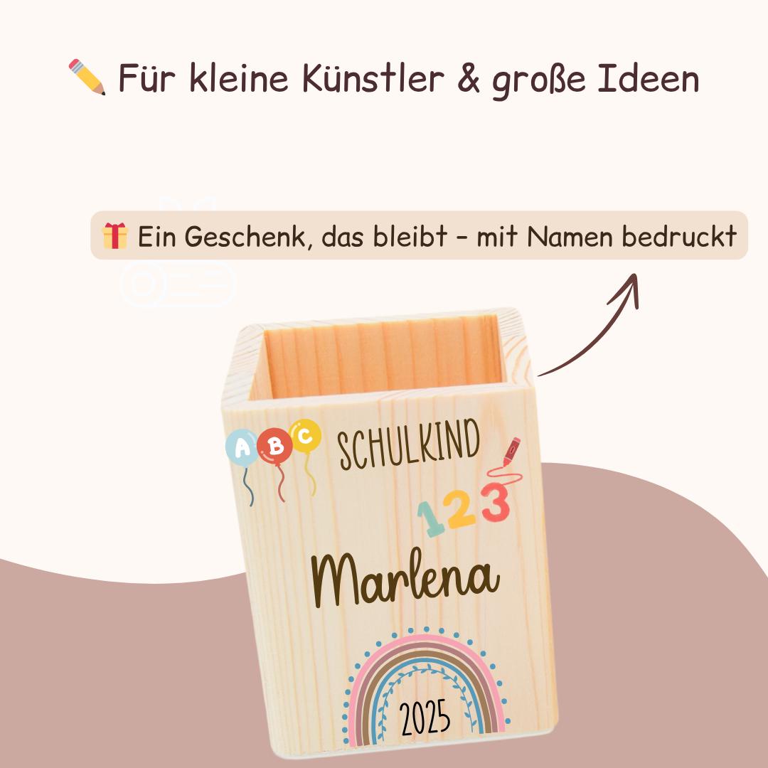 Stiftehalter mit Regenbogen Schulkind