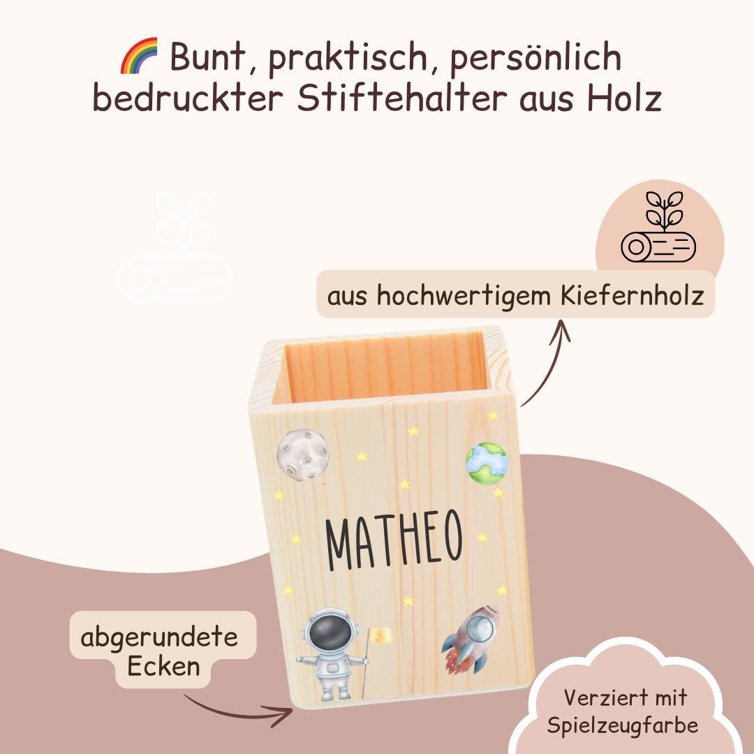 Stiftehalter mit Fussball, Weltall und Dinosauriers