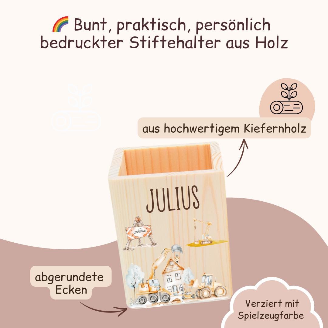 Stiftehalte Kinder - mit versch. Einhorn, Dinosaurier und Baufahrzeuge