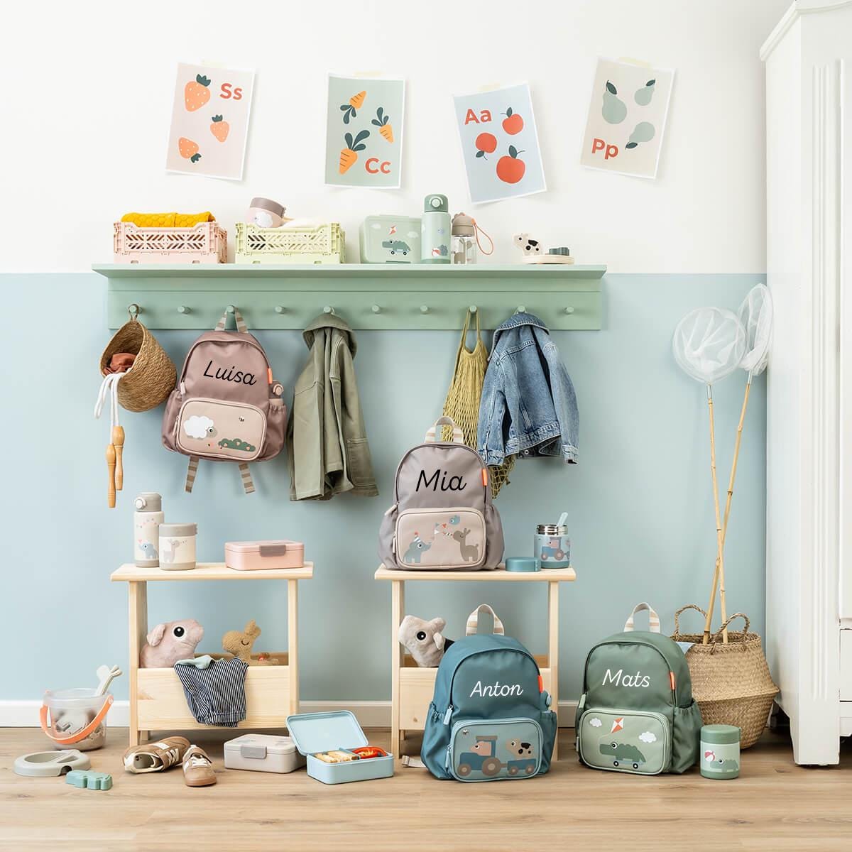 Kindergartenrucksack - Rosa, Grün, Blau und Sand