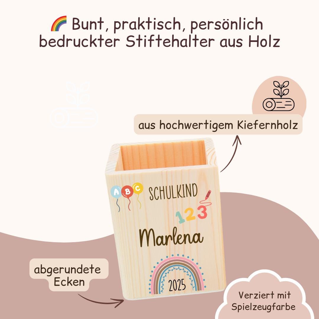Stiftehalter mit Regenbogen Schulkind