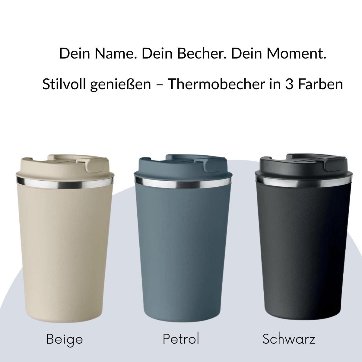Thermobecher - Beige, Schwarz, Petrol