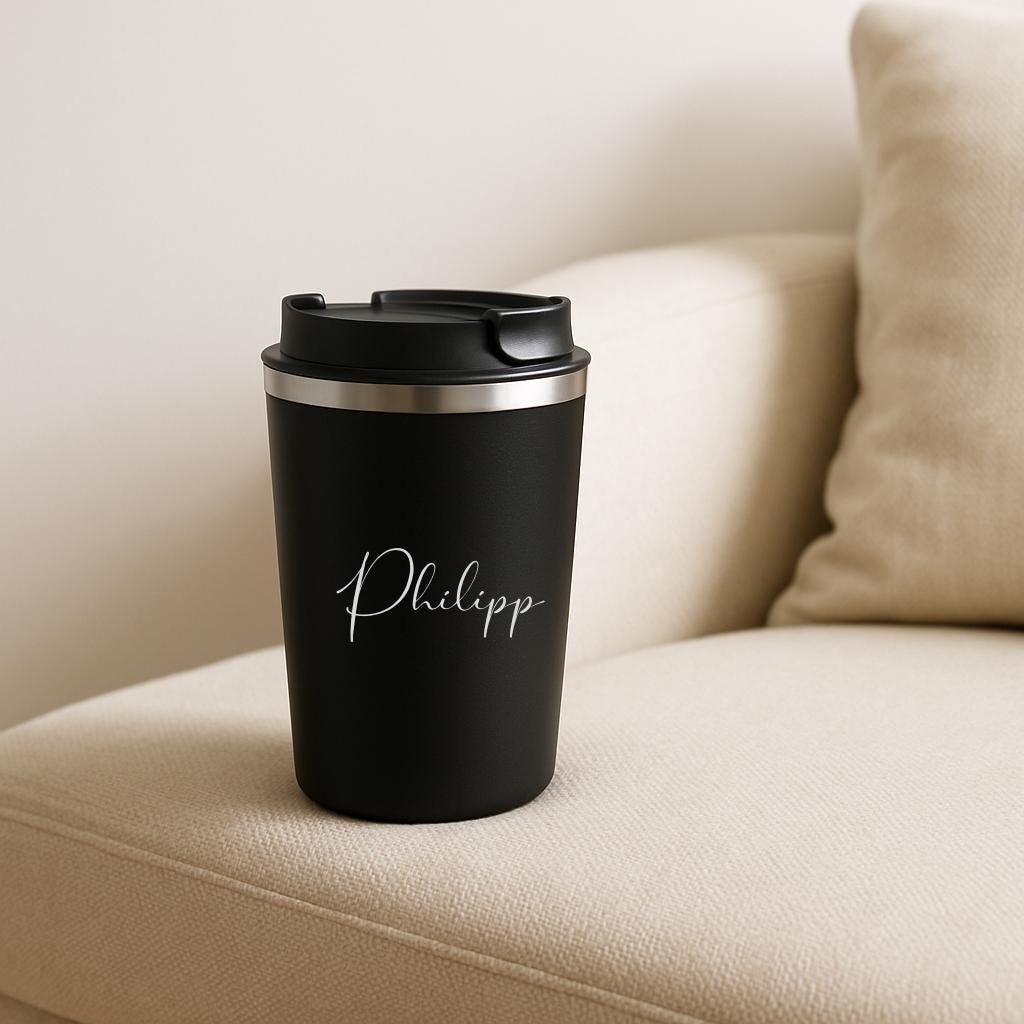 Thermobecher - Beige, Schwarz, Petrol