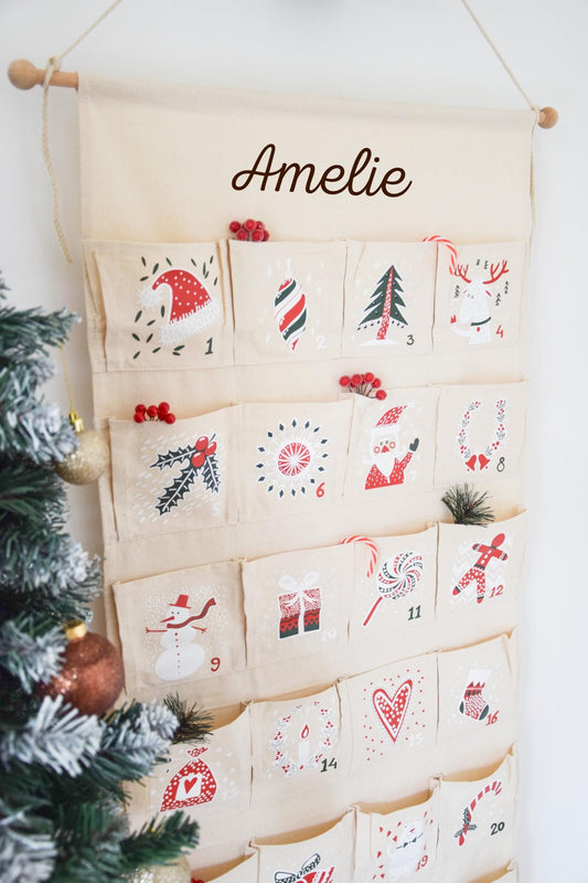 Adventskalender Kinder, aus Leinwand Stoff