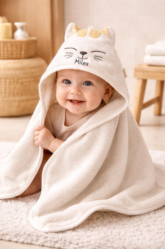 Kapuzenhandtuch mit Namen - Katze / Hund