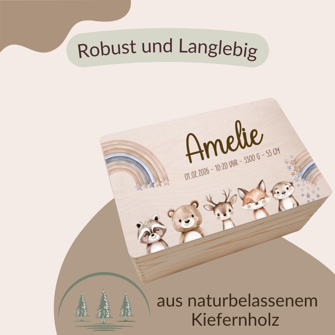 Erinnerungskiste - Regenbogen mit Tieren