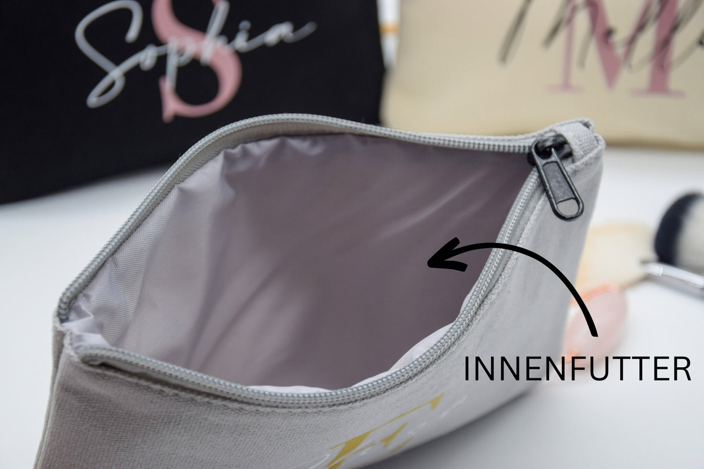 Personalisierte Kosmetiktasche mit Namen und Intital