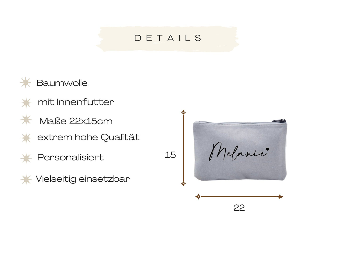 Personalisierte Kosmetiktasche mit Namen - Herz