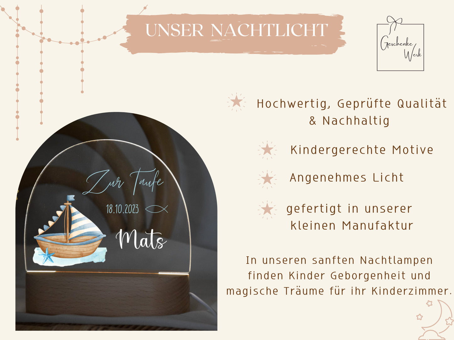 Nachtlampje doop Ark van Noach