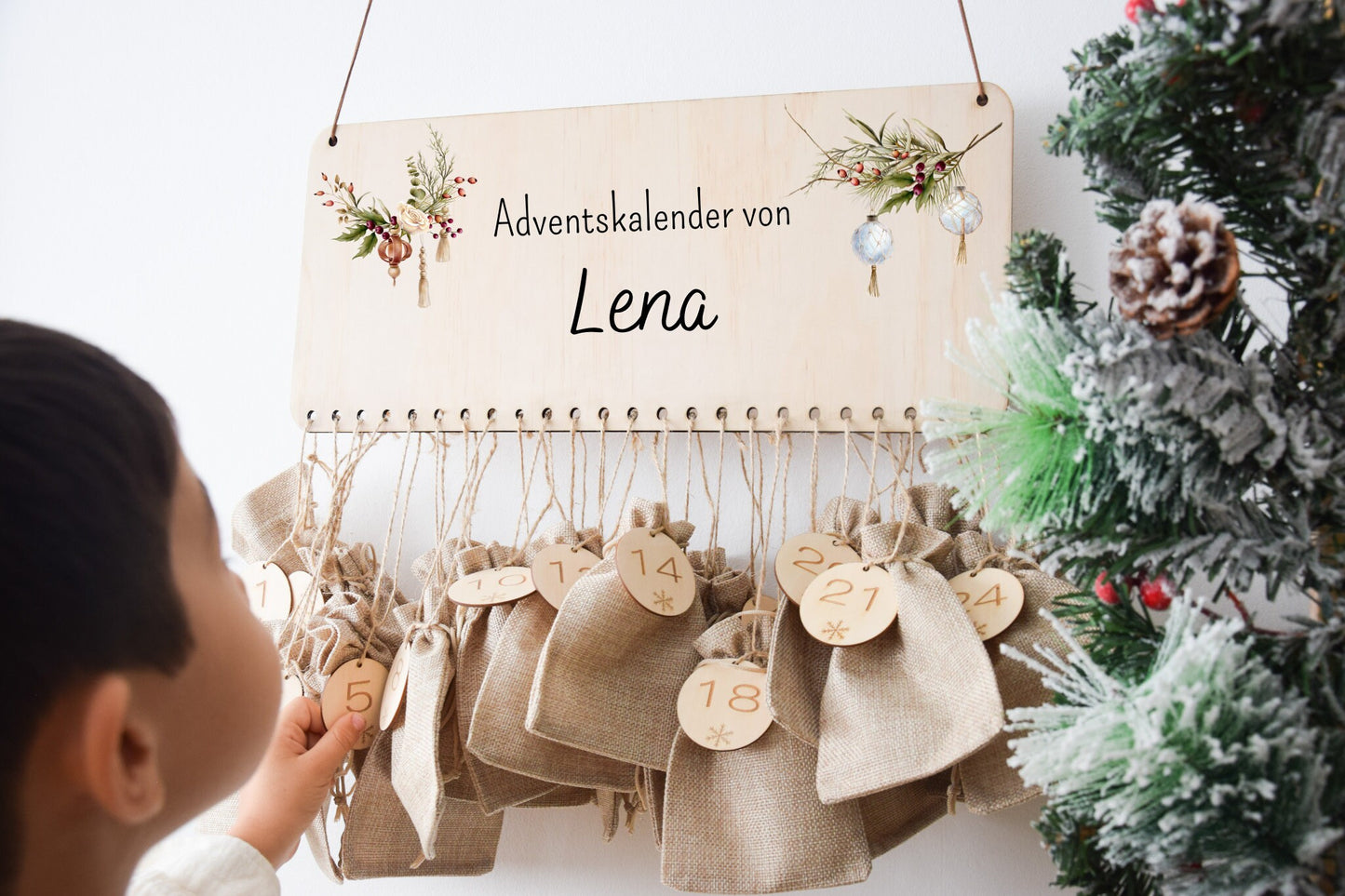 Calendrier de l'avent en bois personnalisé