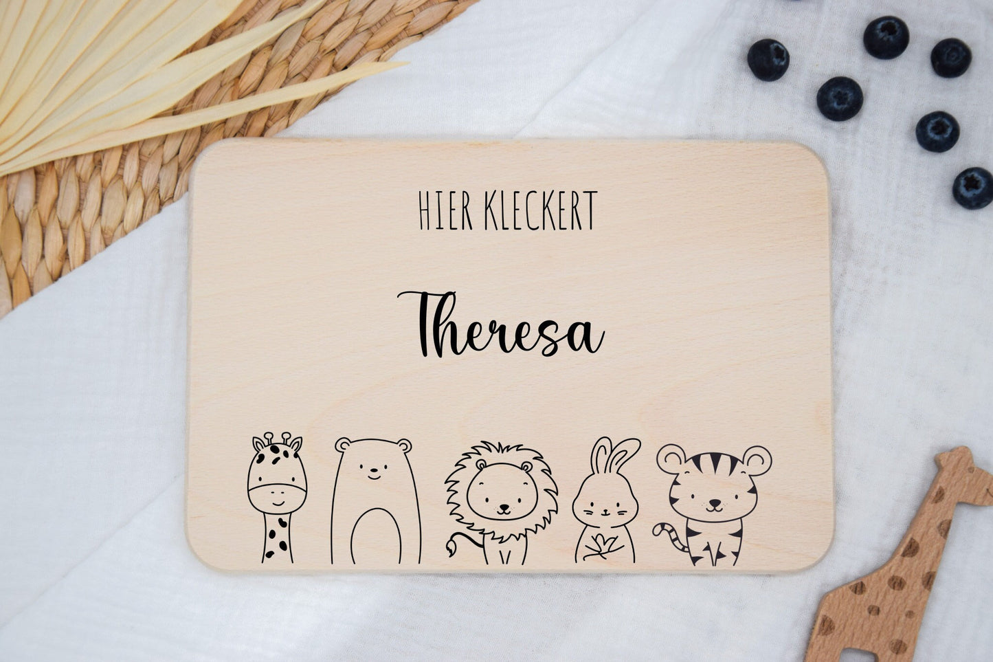 Tagliere per colazione in legno personalizzato con incisione | Tagliere per la colazione regalo per neonati e bambini