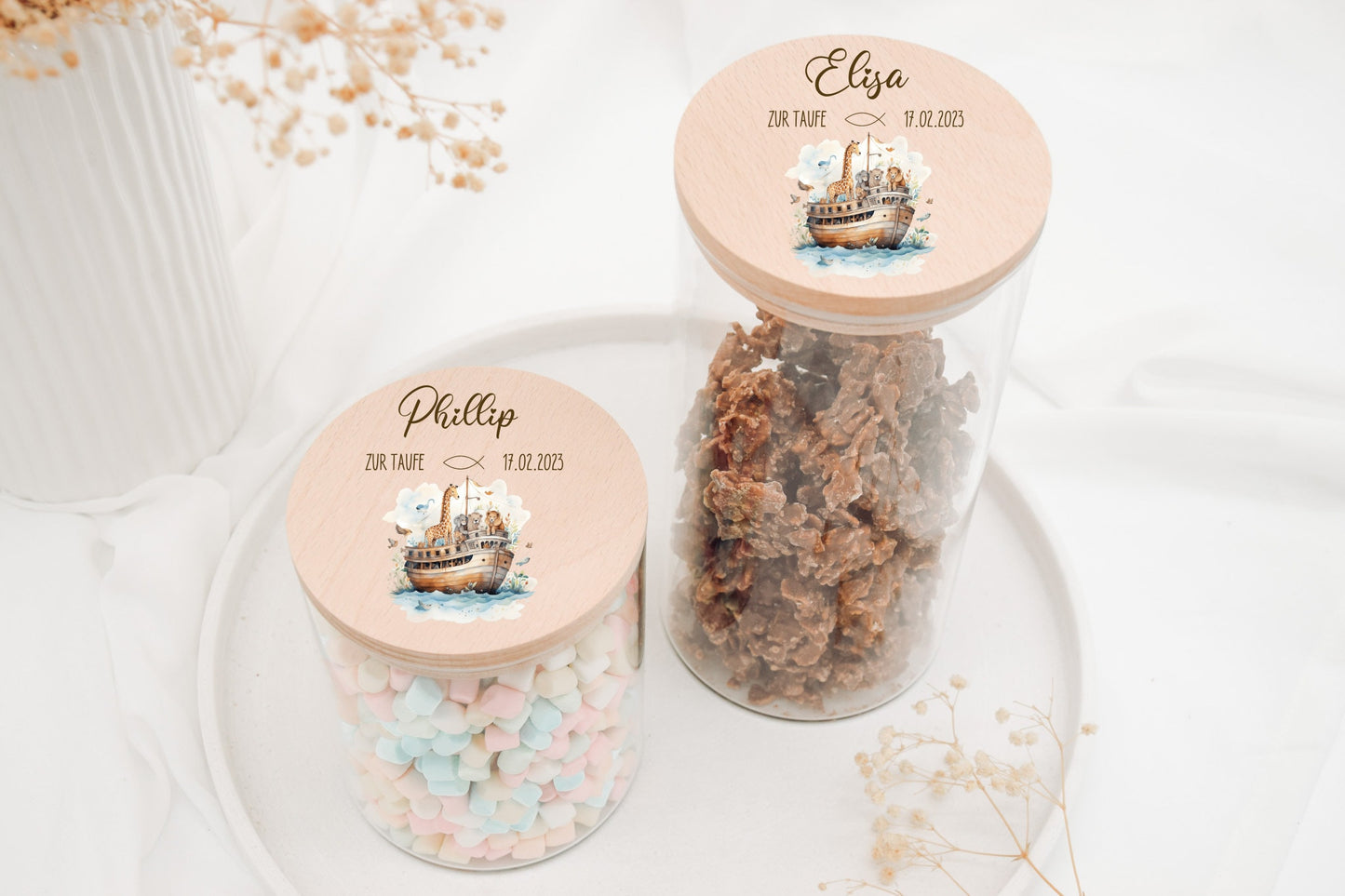 Vorratsglas personalisiert - Taufe Arche Noah