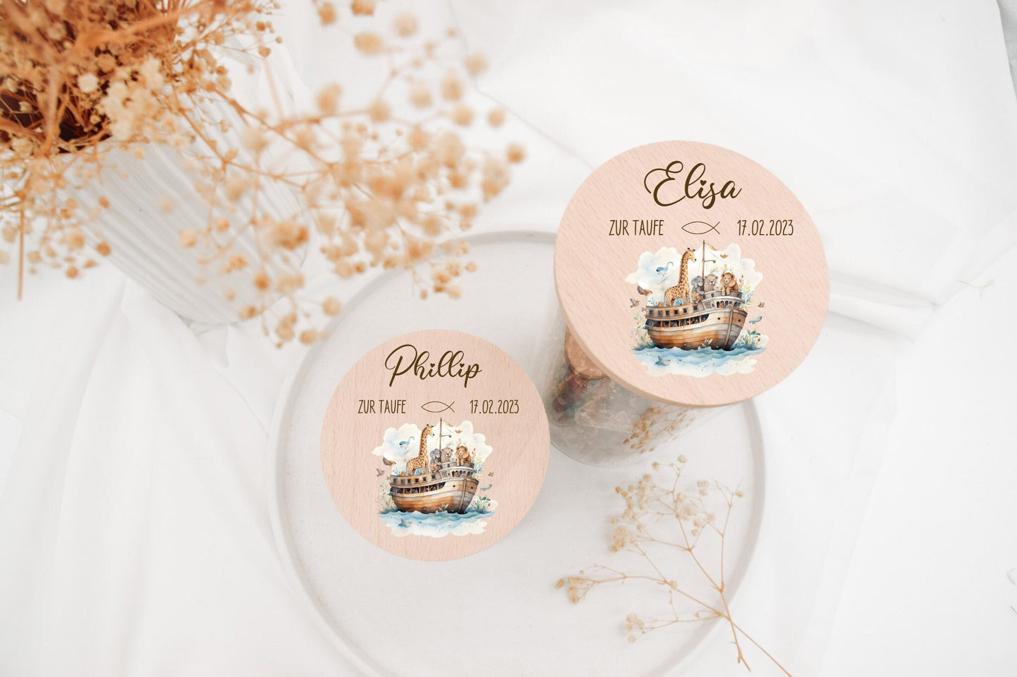 Vorratsglas personalisiert - Taufe Arche Noah