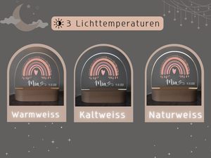 Nachtlicht mit Regenbogen und Herzsymbol