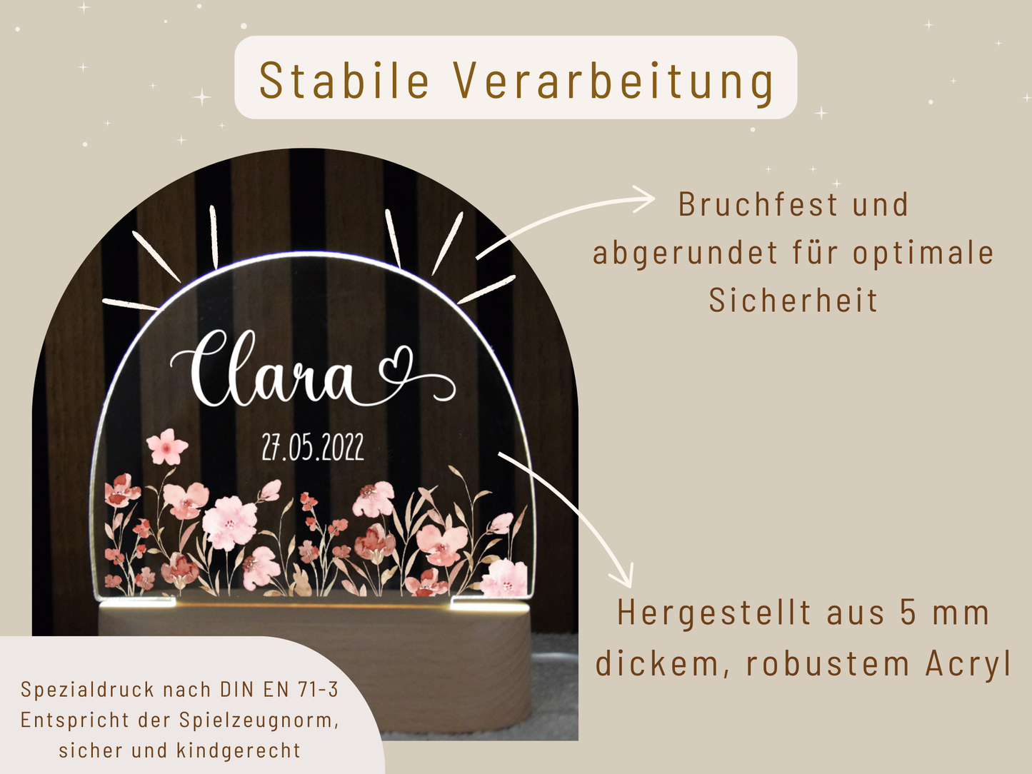 Nachtlicht mit Rosa Blumen