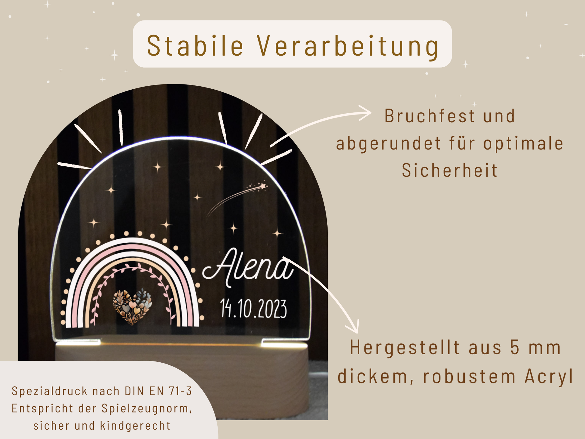 Nachtlicht Kinder - Regenbogen mit Herz