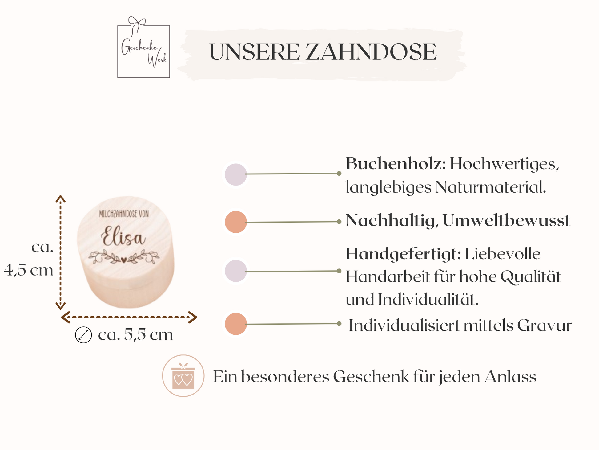 Milchzahndose personalisiert -  Blumenkranz