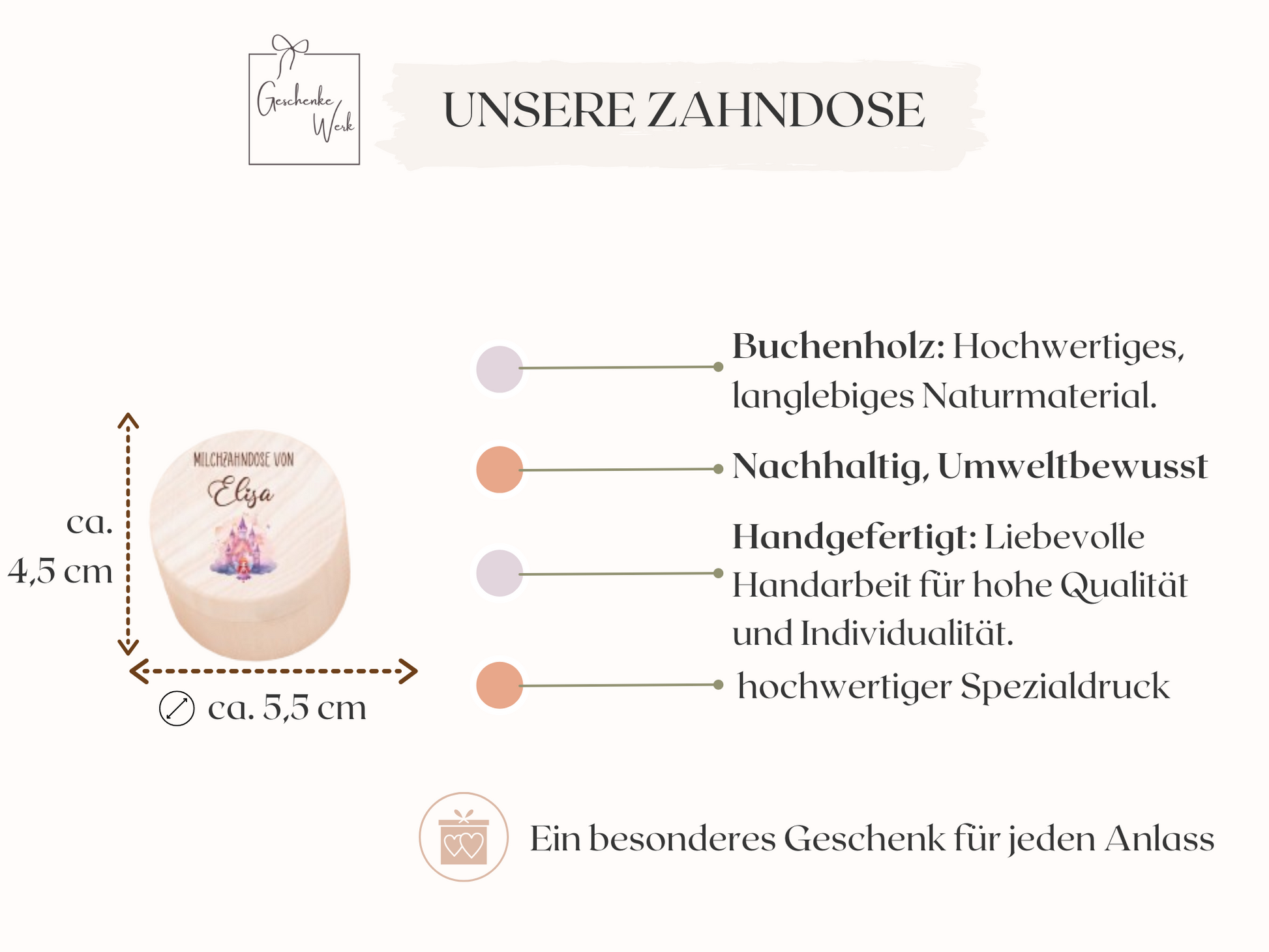 Milchzahndose personalisiert -  mit Fee und Märchenschloss