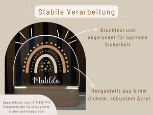 Nachtlicht Regenbogen mit Sternen