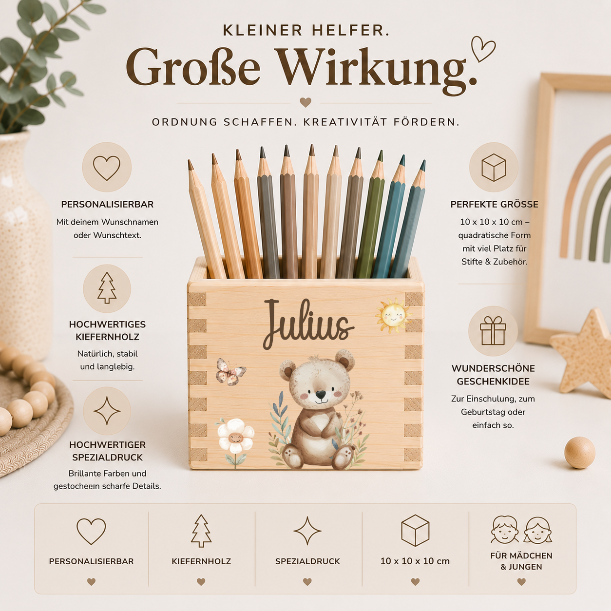Stiftehalter Kinder mit  versch. Tiermotiven