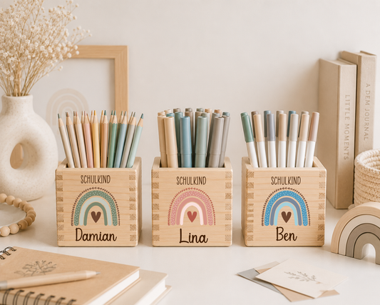 Portapenne per bambini - bambino in età scolare arcobaleno
