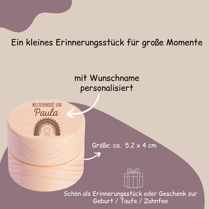 Milchzahndose personalisiert -  Regenbogen Zahn