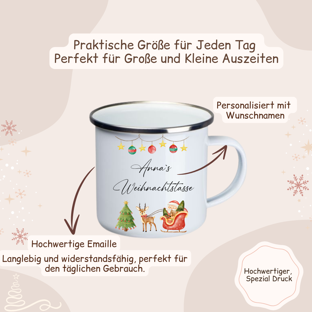 Weihnachtstasse -  Weihnachtsmann, Schlitten