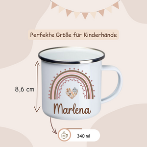 Emaille Tasse Kinder - Regenbogen mit Herz