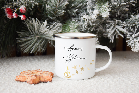 Weihnachtstasse - Glühwein, mit Stern Motiven