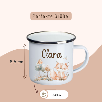 Coppa smaltata per bambini: leone, tigre, elefante, coniglio, orso e giraffa