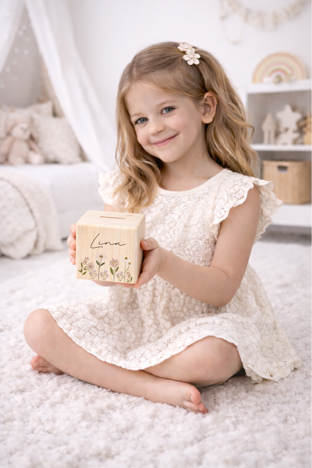 Spardose mit Blumenwiese