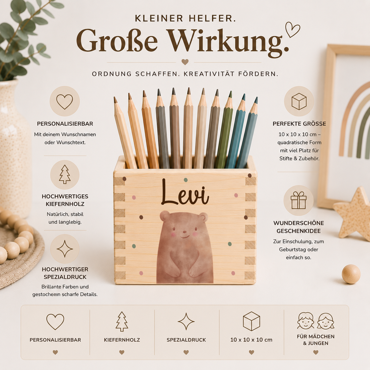 Stiftehalter Kinder mit versch. Tiermotiven