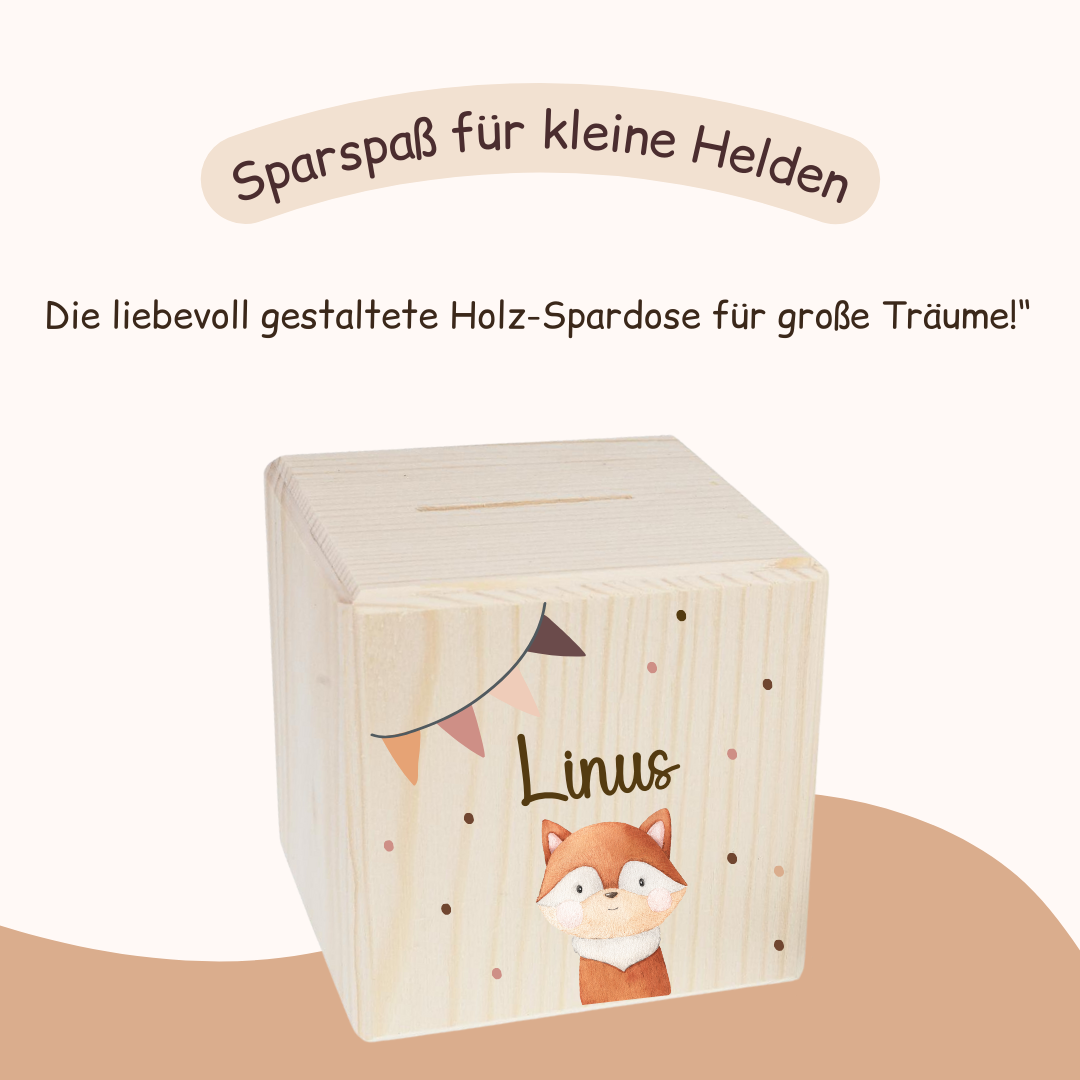 Spardose - Tiere mit Grilande