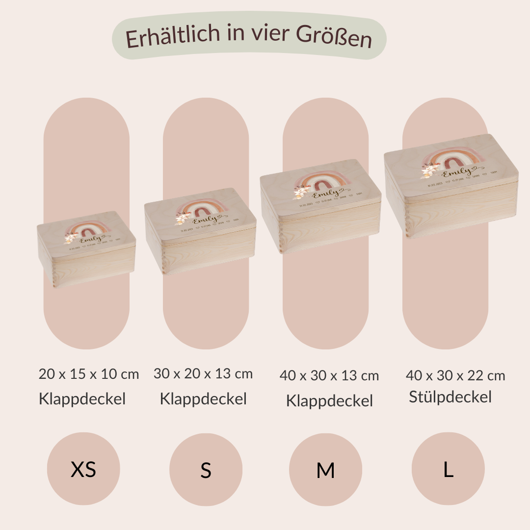 Boîte à souvenirs avec fleurs arc-en-ciel