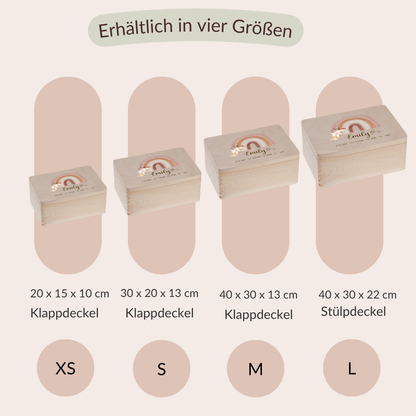 Boîte à souvenirs avec fleurs arc-en-ciel