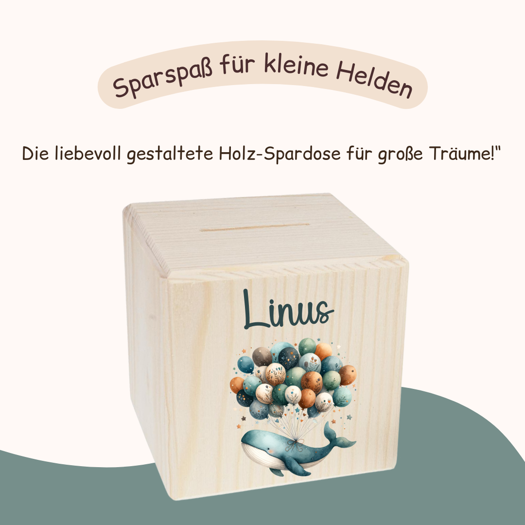 Spardose Kinder - Wal mit Ballons